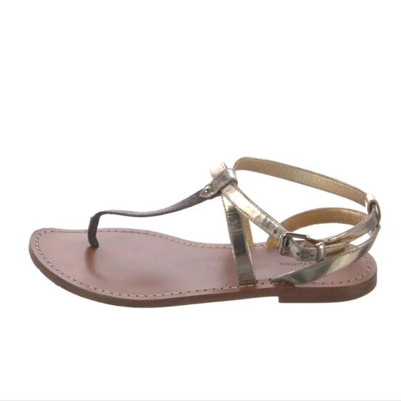 Louis VuittonLV Monogram Leather T-Strap Sandals - Picture 2 of 5